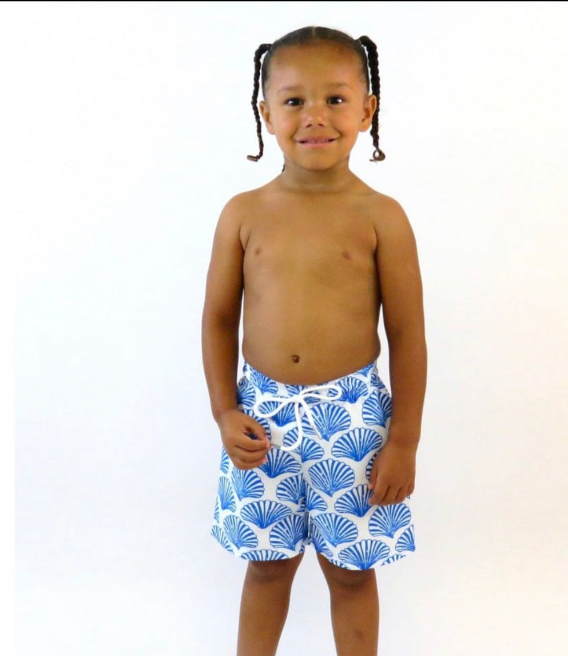 SS24 Harris Kids - Sheldon Boys Shell Print Swimming Trunks Royal Blue