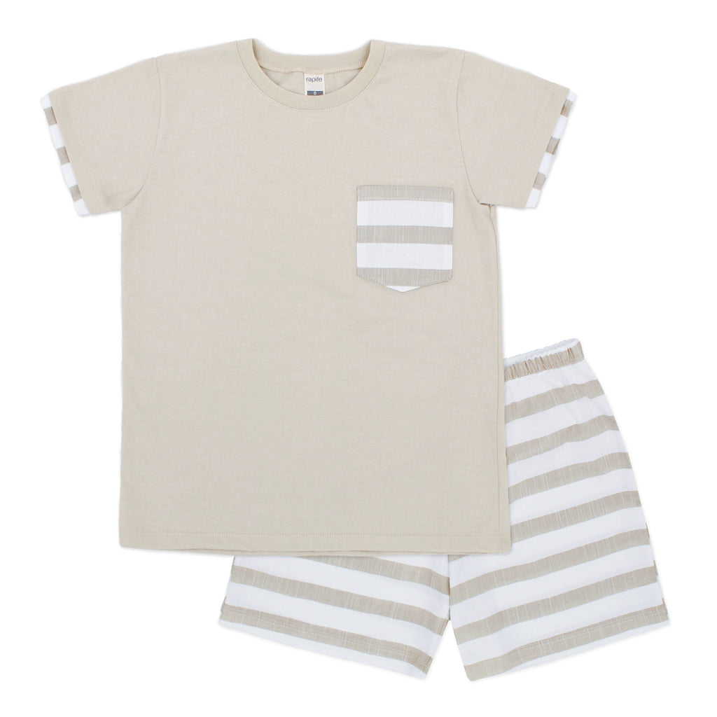 SS24 Rapife - T-Shirt and Short Set Beige Stripe