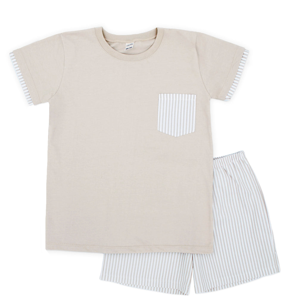 SS24 Rapife - T-Shirt and Short Set Camel stripe