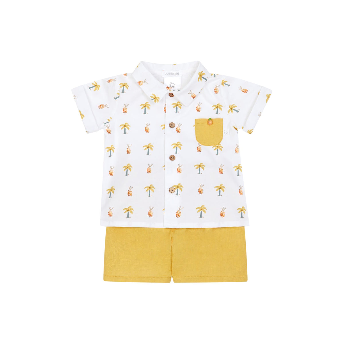 White Polo Top & Mint Stripe Shorts Set – Deolinda SS26 In Stock Now main image 0