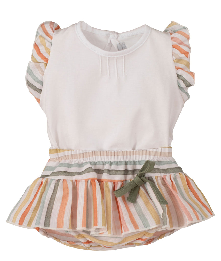 SS24 Calamaro - Stripe Frilly Sleeve Top and Bloomer Set