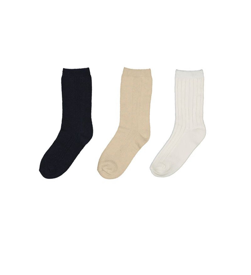 SS24 Mayoral - Set of 3 Socks (Navy/Camel/White)