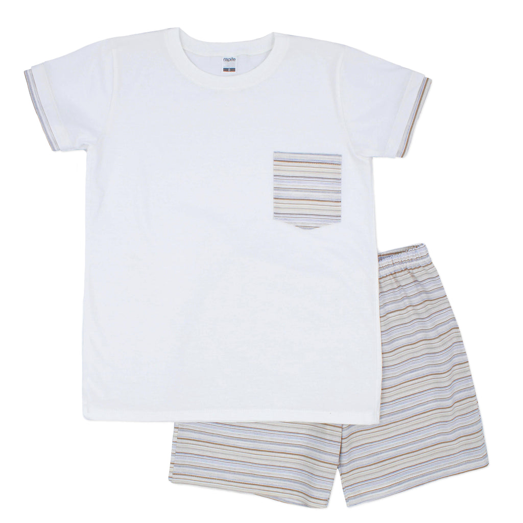 SS24 Rapife - T-Shirt and Short Set Camel stripe