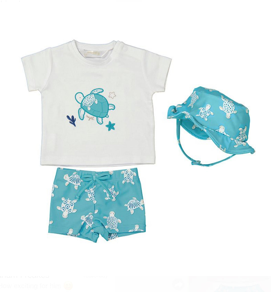 SS24 Mayoral- Turtle Swimming Trunks/T-Shirt and  Hat