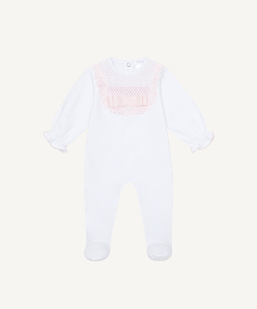 
SS25 Deolinda - Pink Collar Smocked Babygrow