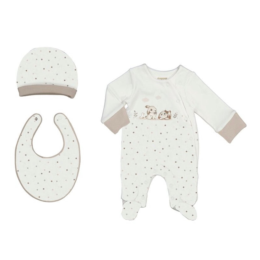 
AW24 Mayoral - Babygrow/Hat and Bib Gift Set