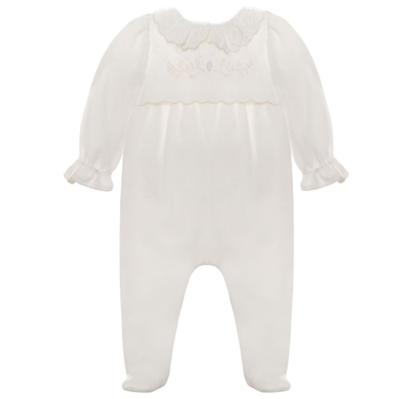 
AW24 Patachou - Embroidered Collar Babygrow Ecru