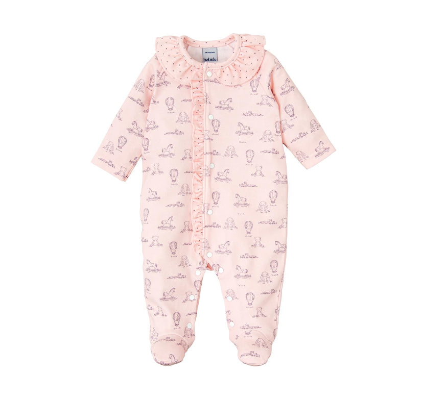 
AW24 Babidu -  Pink Balloon Print Babygrow