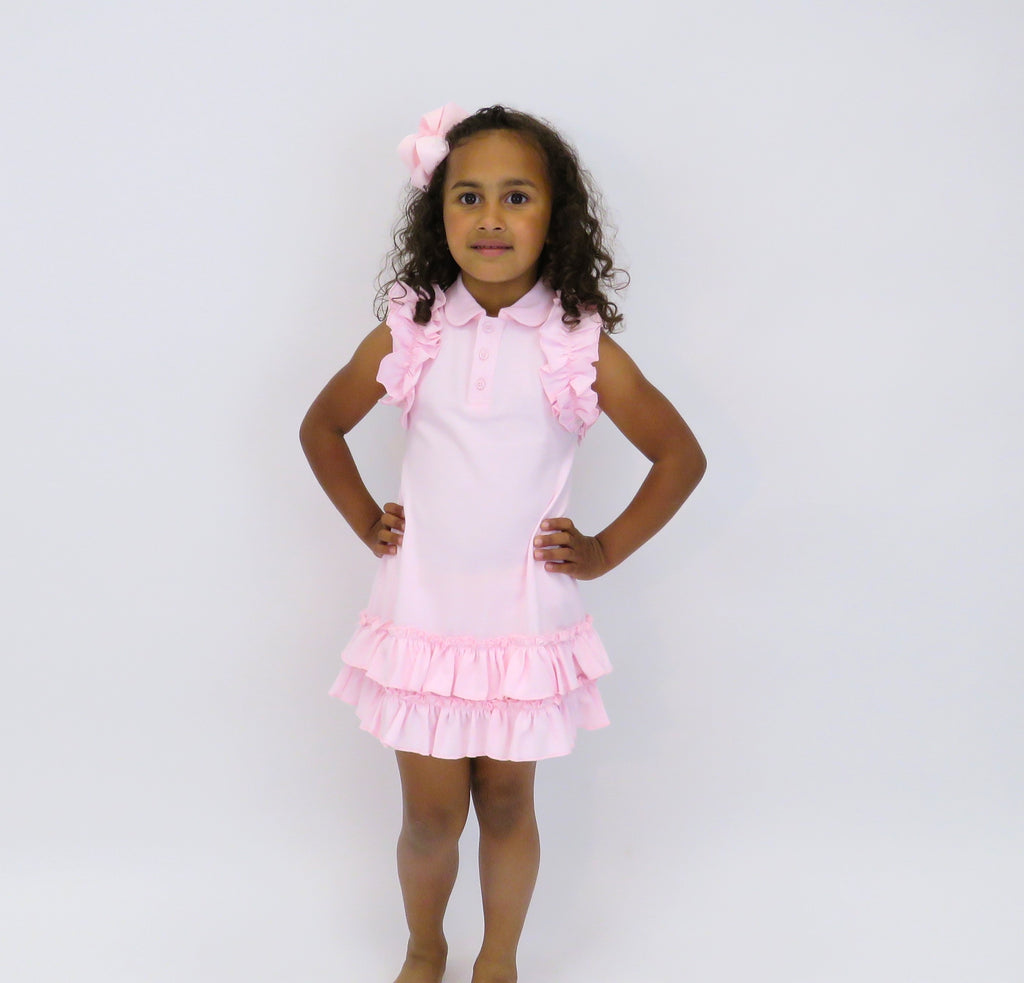 SS24 Harris Kids - Norah Girls Frilly Polo Dress Pink