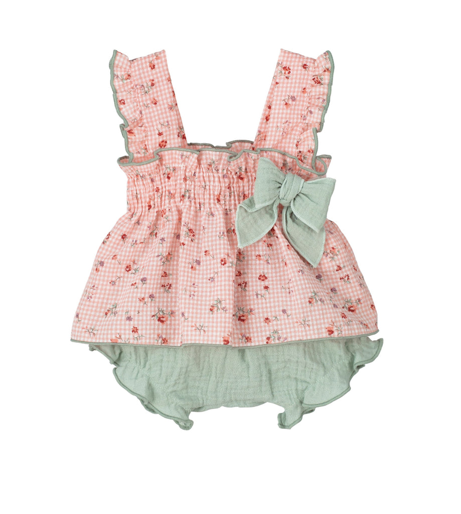 SS24 Calamaro - Floral Dress with Knickers Pink and Mint