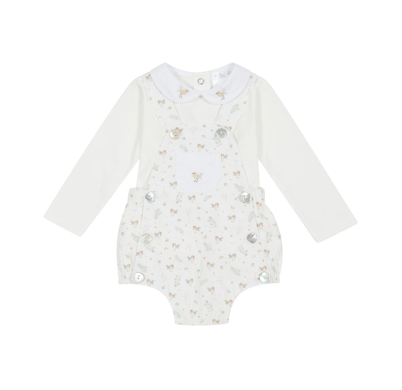 AW24 Deolinda - White Birdy Dungaree and Shirt Set
