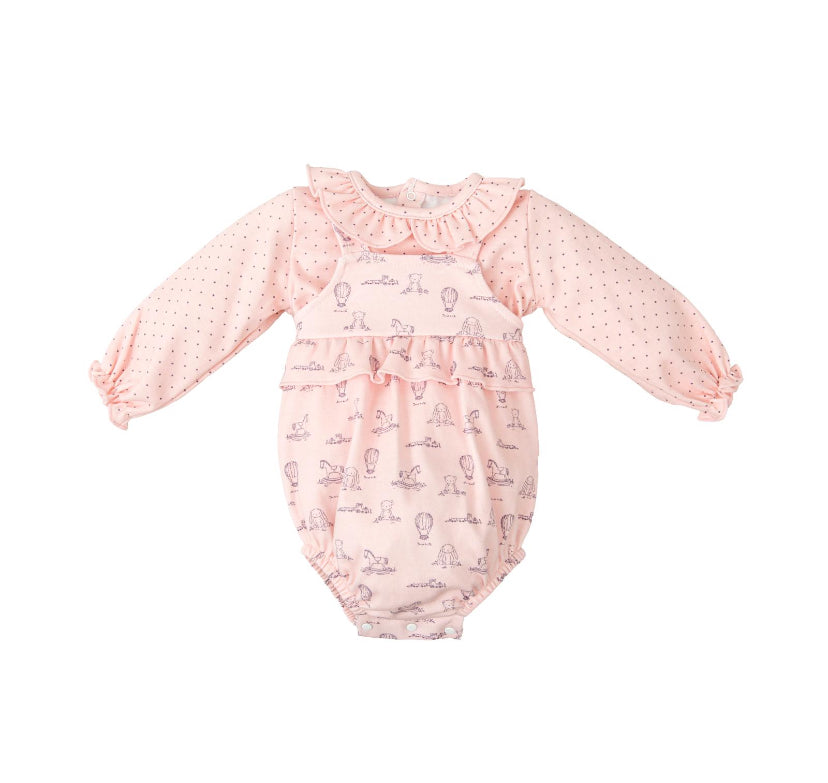 AW24 Babidu - Toy Print Strap Bloomer with Top Pink
