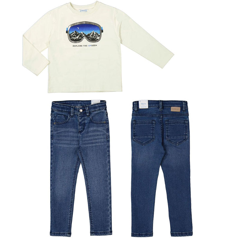 
AW24 Mayoral - Boys Long Sleeve T-shirt and Jeans Set