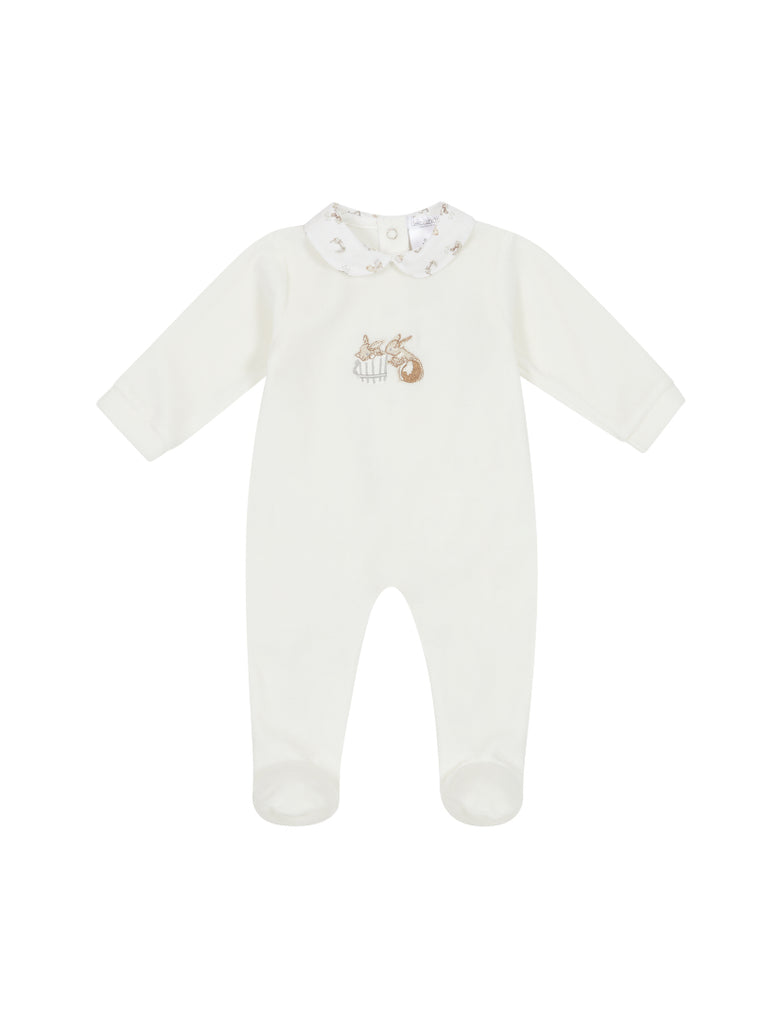 
AW24 Deolinda - Neutral Babygrow with Embroidery Bunny Motif