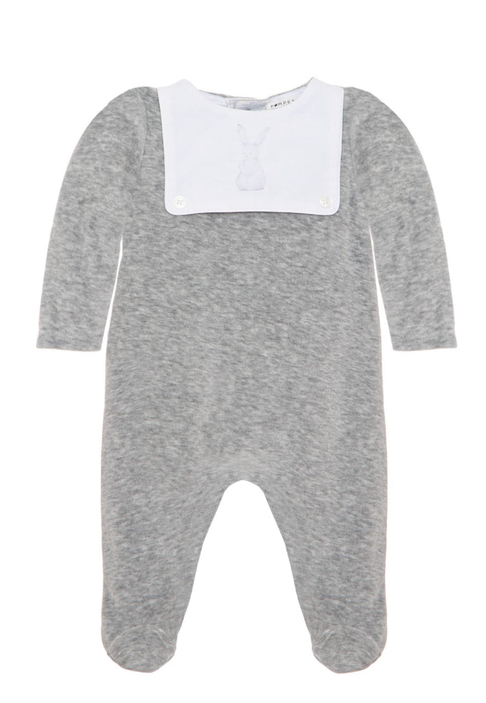 
AW24 Pompetitpom - Grey Babygrow with Bunny Print