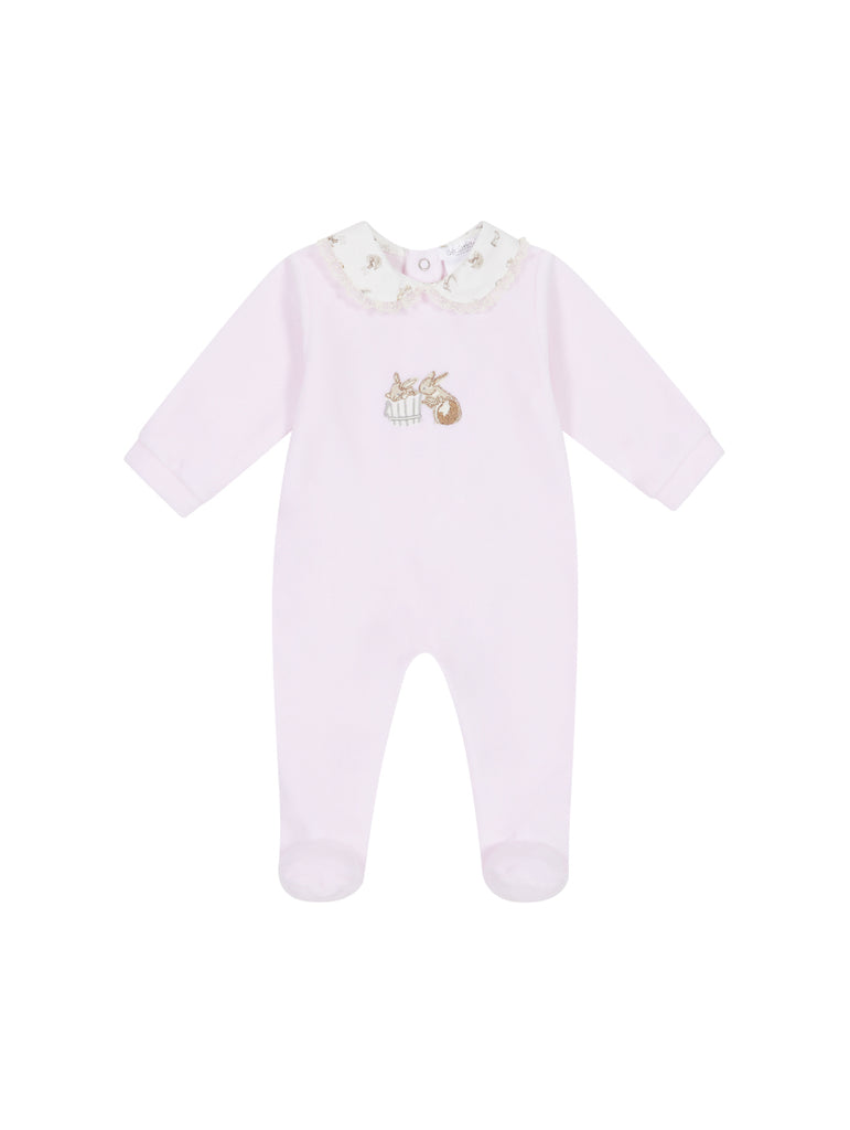 
AW24 Deolinda - Pink Babygrow with Embroidery Bunny Motif