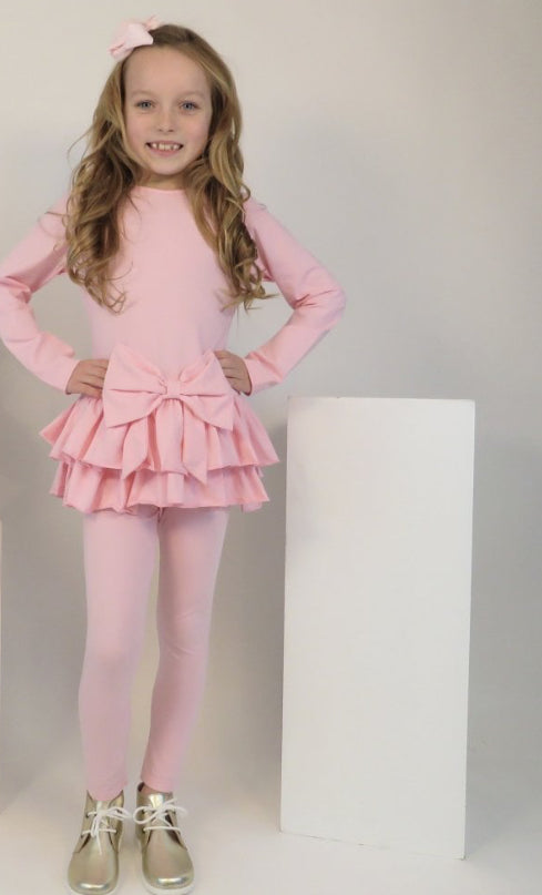 
AW24 Harris Kids - Hallie Pink Ruffle Bow Legging Set