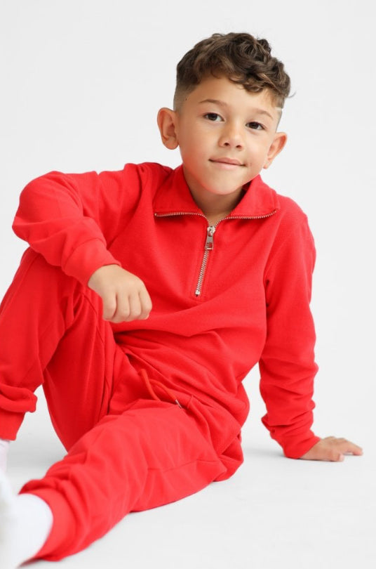 AW24 Harris Kids - Jaxon Red Boys Zip Through Tracksuit Set
