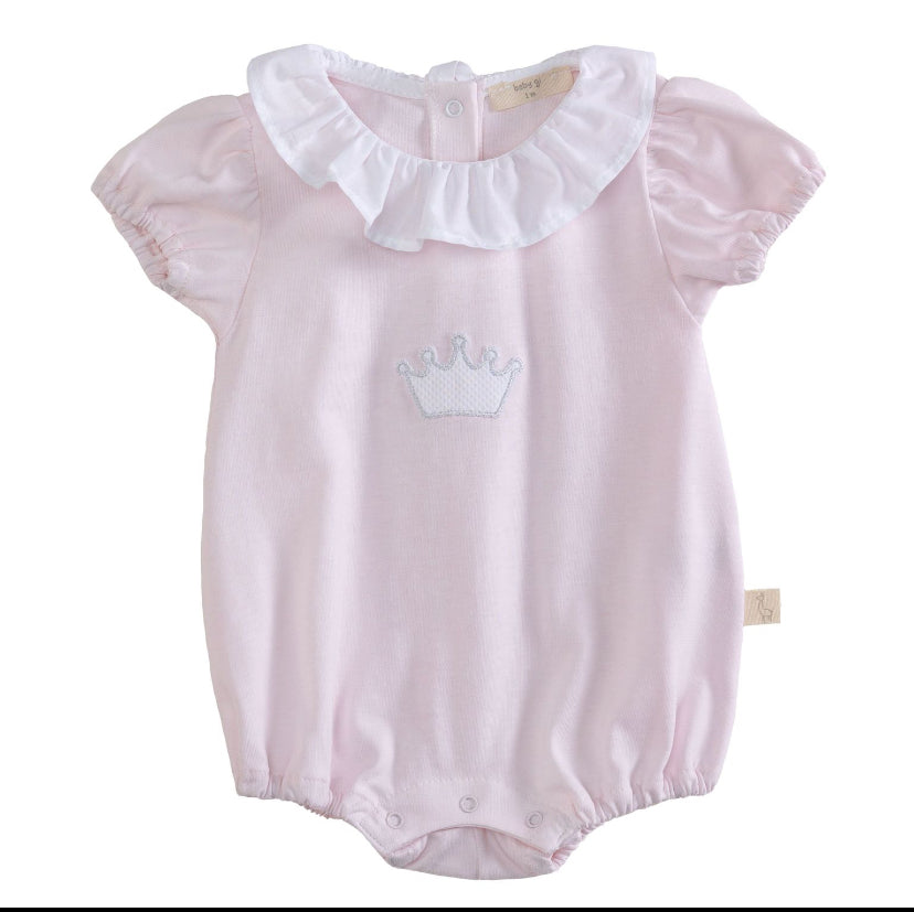 SS24 Baby Gi - Cotton Pink Crown Romper