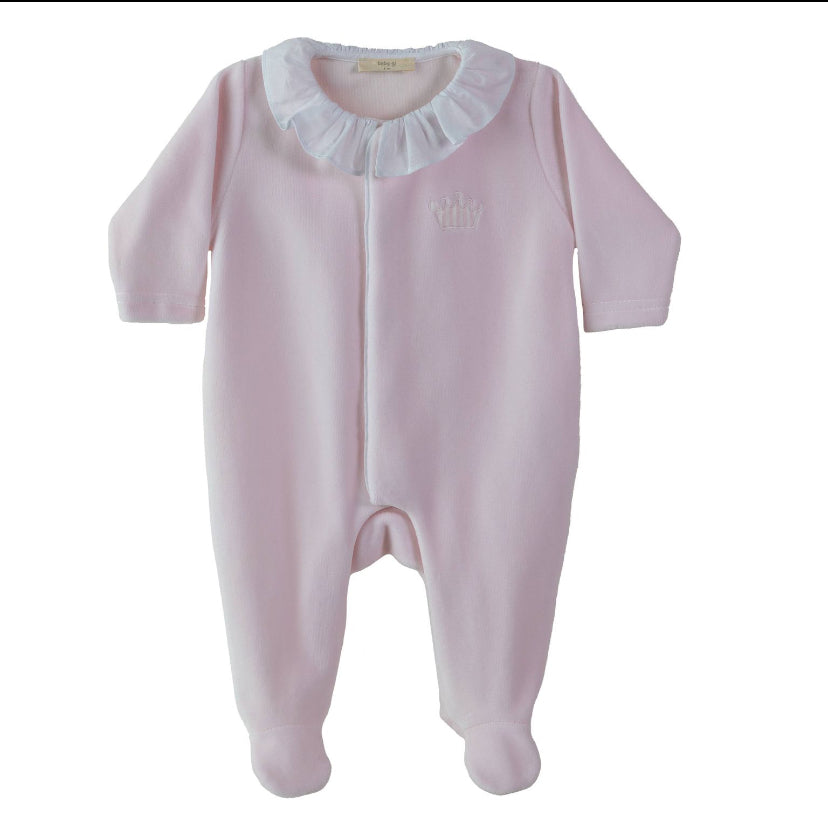 
Baby Gi - Velour Crown Babygrow Pink