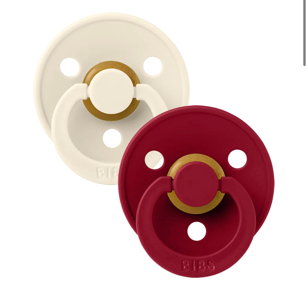 BIBS Colour - Ivory/Ruby 2 Pack
