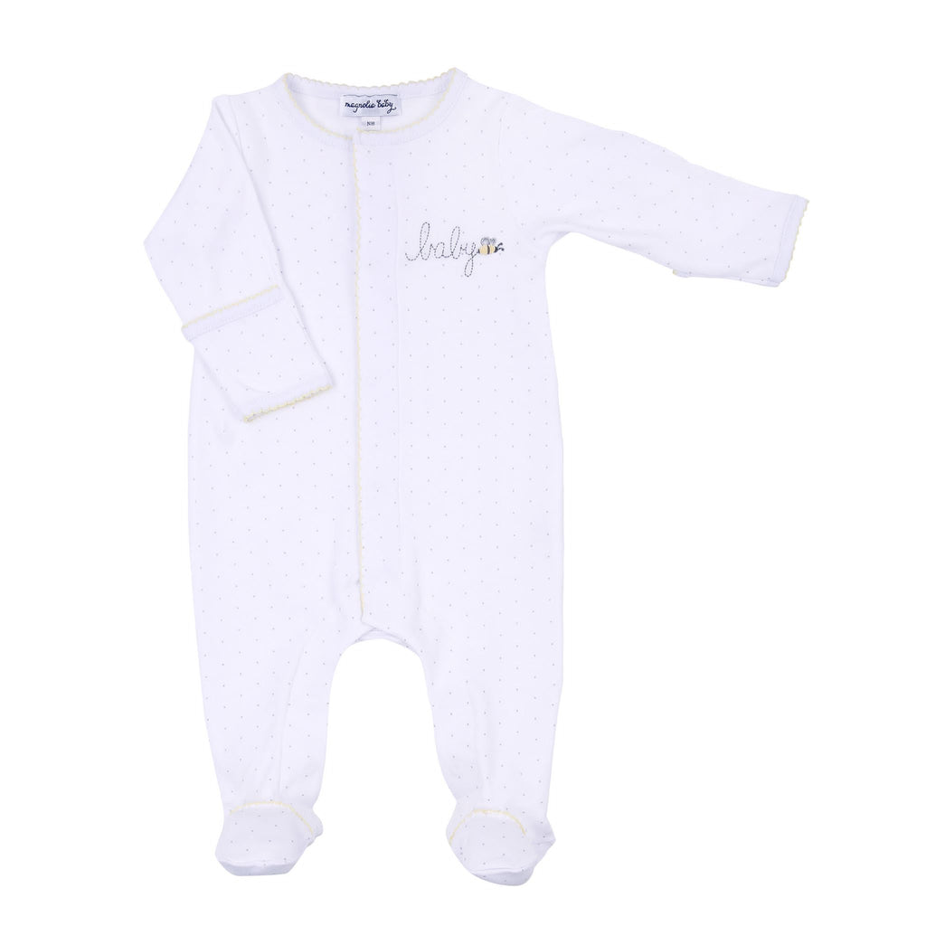 SS24 Magnolia Baby -  Embroidered Baby Bee Footie